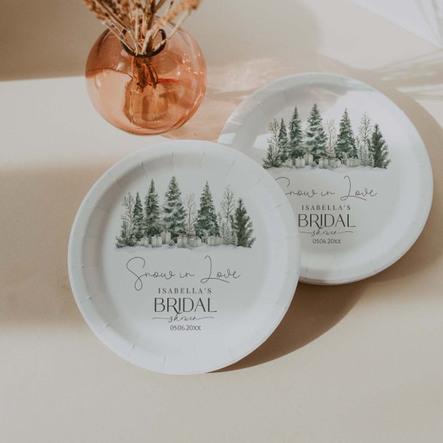 Assiettes En Carton La neige en amour Fête des mariées d'hiver (Créateur téléchargé)