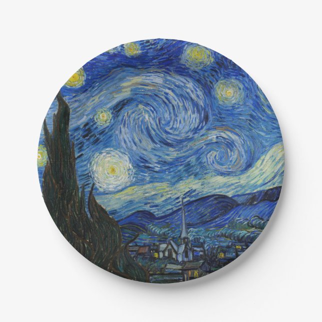 Assiettes En Carton La nuit étoilée, 1889 par Vincent van Gogh (Devant)