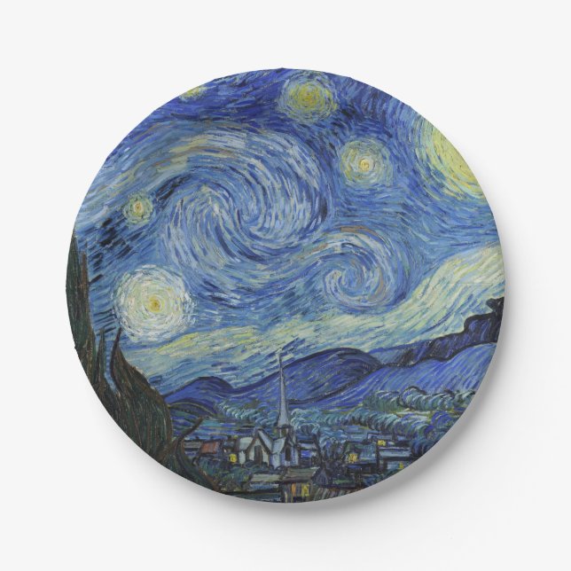 Assiettes En Carton La nuit étoilée de Van Gogh (Devant)