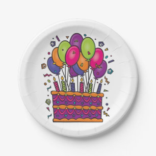Assiettes En Carton La partie de gâteau de joyeux anniversaire plaque