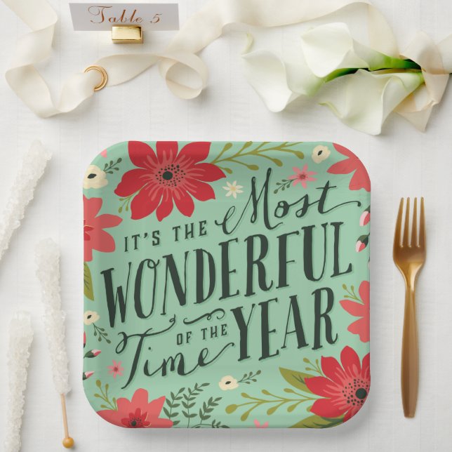 Assiettes En Carton La période la plus merveilleuse de l'année Fête Fl (Mariage)