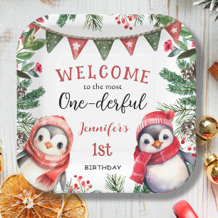 Assiettes En Carton LA PLUPART   Noël de pingouin 1er anniversaire