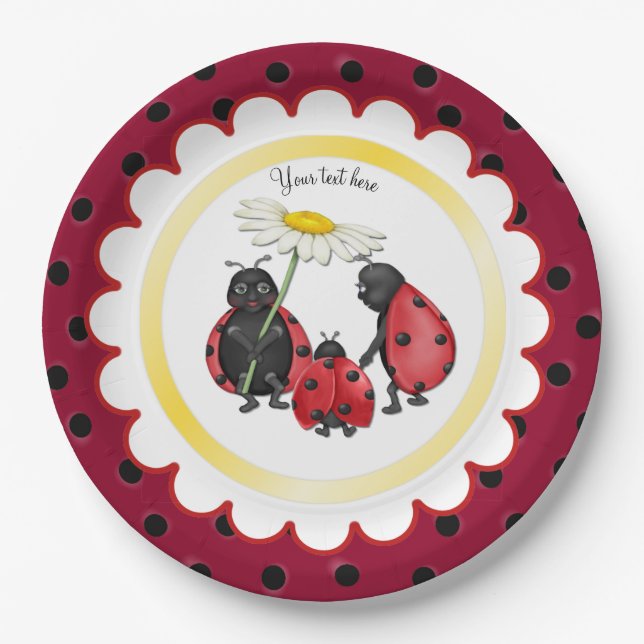 Assiettes En Carton La promenade de la famille Ladybug (Devant)