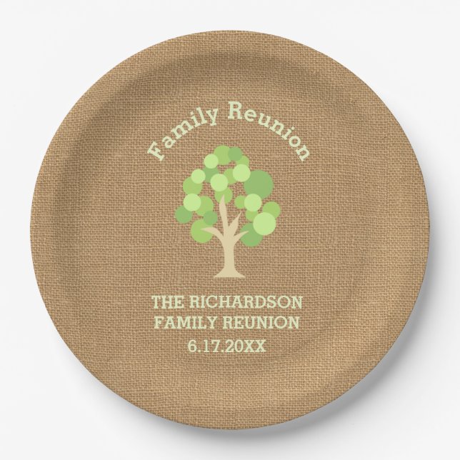 Assiettes En Carton La Réunion de famille verte rustique mignonne (Devant)