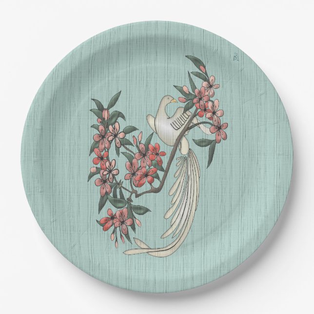 Assiettes En Carton La romance de l'Aqua de la soie (Devant)