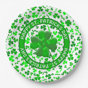 Assiettes En Carton La Saint-Patrick Shamrocks Chanceux Personnalisés
