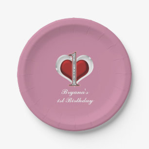 Assiettes En Carton La Saint-Valentin Cœur Un 1ER PARTY de TOUTE COULE