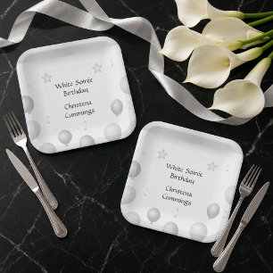 Assiettes En Carton La Soirée Blanche de Fête d'Anniversaire