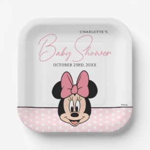 Assiettes En Carton La souris Minnie de Disney   Baby shower Poka Dot