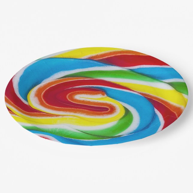 Assiettes En Carton La sucrerie d'arc-en-ciel tourbillonne les plaques (Angle)