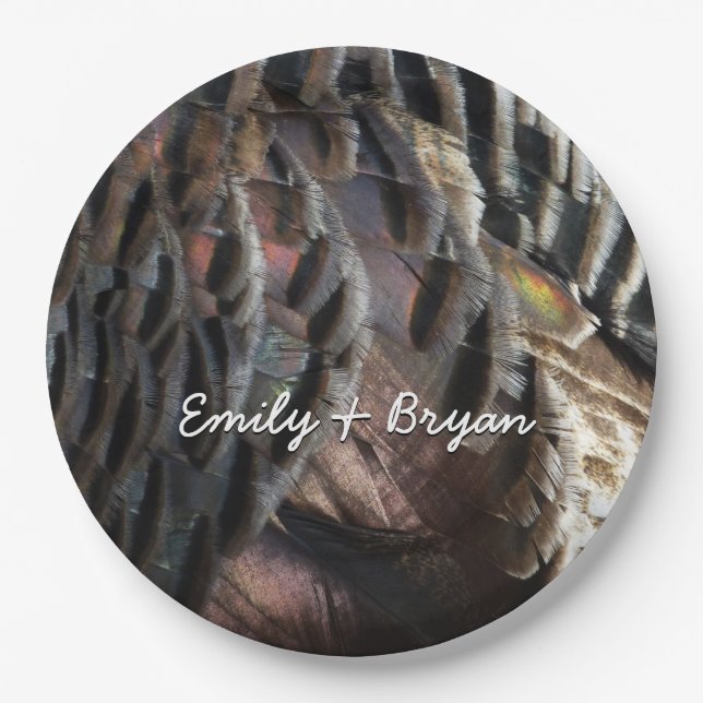 Assiettes En Carton La Turquie sauvage Plumes I Abstrait Nature Design (Devant)