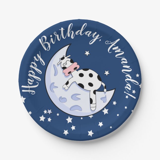 Assiettes En Carton La vache au-dessus de la lune (Devant)