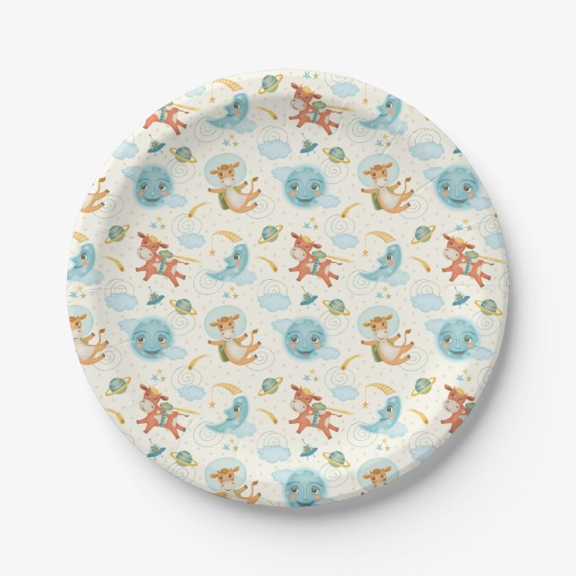 Assiettes En Carton La vache saute au-dessus de la lune (Devant)