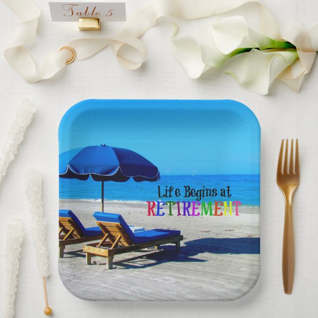Assiettes En Carton La vie commence à la retraite (Mariage)