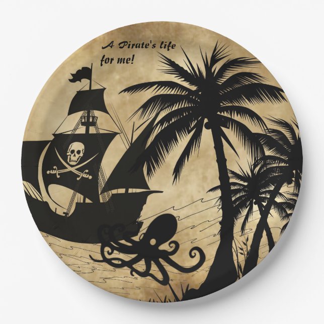 Assiettes En Carton La vie d'un pirate pour moi bateau en mer (Devant)