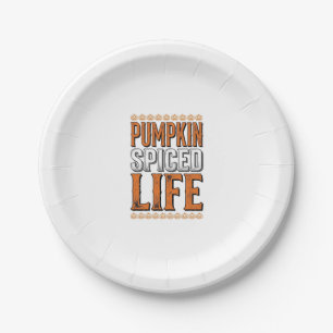 Assiettes En Carton La vie épicée de citrouille Typographie Halloween 