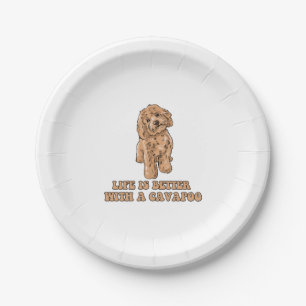 Assiettes En Carton La Vie Est Meilleure Avec Un Cavapou - Drôle Amate