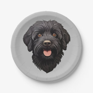 Assiettes En Carton Labradoodle Chien noir