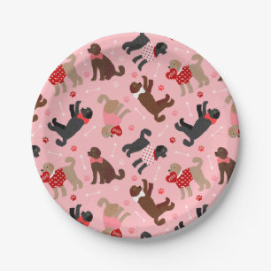 Assiettes En Carton Labradoodle / Goldendoodle Valentine Motif