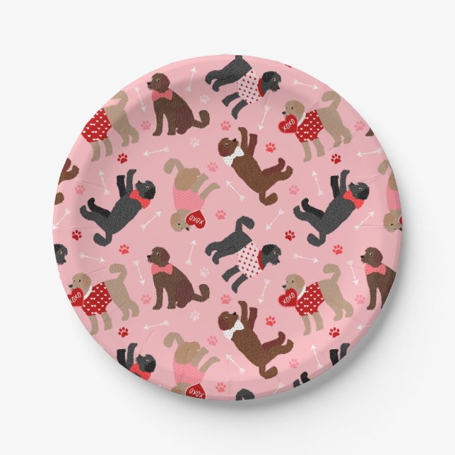 Assiettes En Carton Labradoodle / Goldendoodle Valentine Motif (Devant)