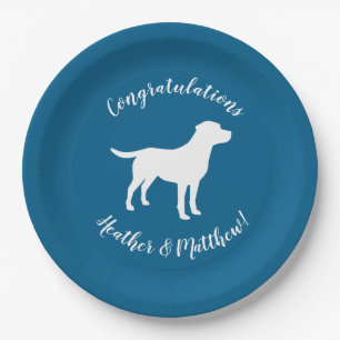 Assiettes En Carton Labrador Chien Baby shower Blue Boy Lab