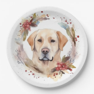Assiettes En Carton Labrador Christmas Wreath Festive Pup