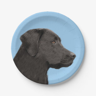Assiettes En Carton Labrador Retriever Black Peinture Original Chien A
