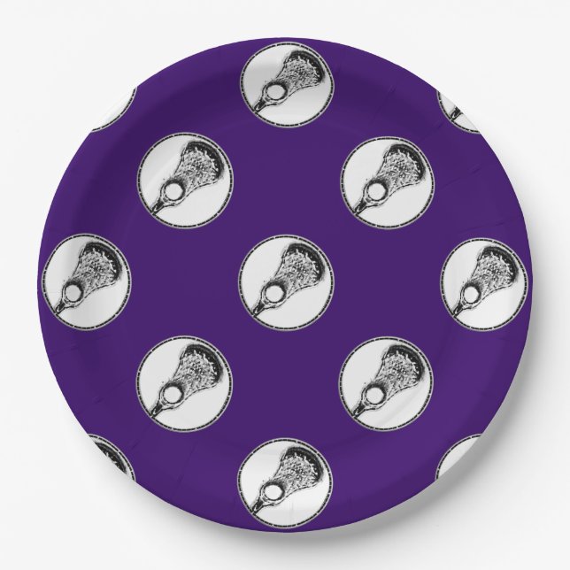 Assiettes En Carton Lacrosse Party Purple (Devant)