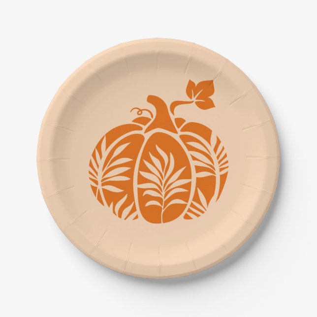 Assiettes En Carton L'Action de grâce de l'Citrouille Floral (Devant)