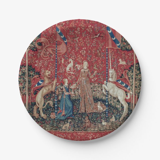 Assiettes En Carton Lady and Unicorn Medieval Tapestry Taste (Devant)