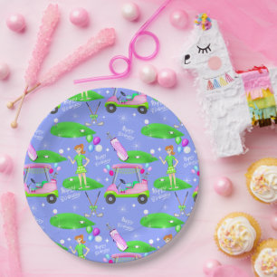 Assiettes En Carton Lady Golf Thème Joyeux Anniversaire
