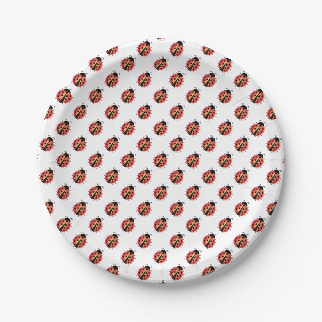Assiettes En Carton Ladybird, Ladybug, insecte rouge, plaques de papie (Devant)