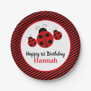 Assiettes En Carton Ladybug 1er anniversaire personnalisé