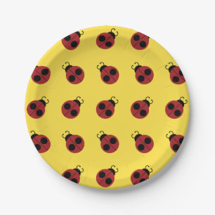 Assiettes En Carton Ladybug 60s rétro cool rouge jaune