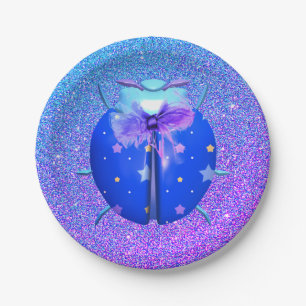 Assiettes En Carton Ladybug bleu étoile jolie parties scintillant look