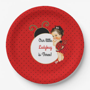 Assiettes En Carton Ladybug thème bébé fille rouge et noire