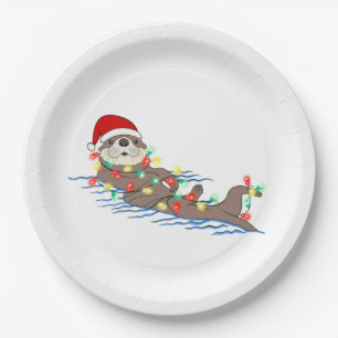 Assiettes En Carton laide noël santa claus otter