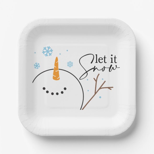Assiettes En Carton Laisser Enneiger Plaque en papier Snowman (Recto)