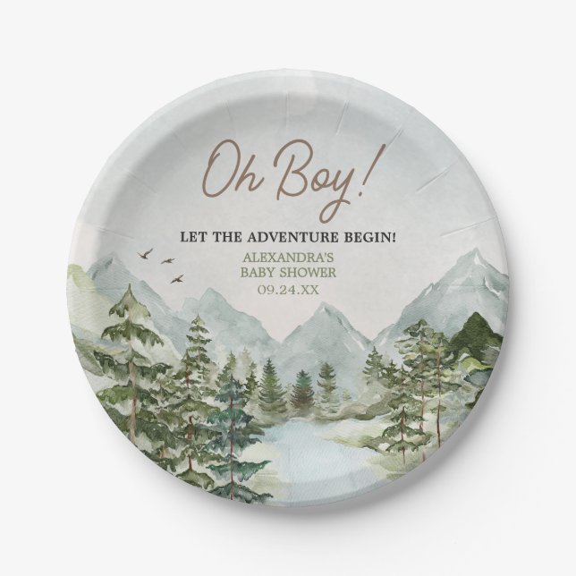 Assiettes En Carton Laisser l'aventure commencer le Baby shower des bo (Devant)