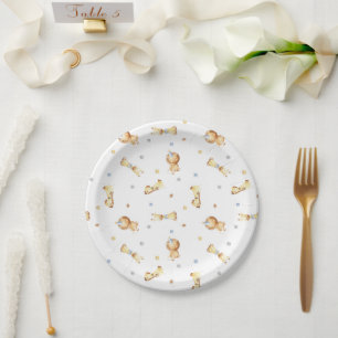 Assiettes En Carton Laisser l'aventure commencer petit bébé Baby showe