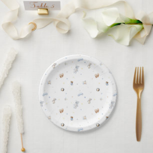 Assiettes En Carton Laisser l'aventure commencer petit bébé Baby showe