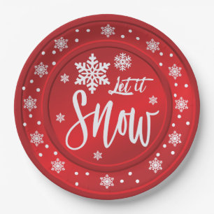 Assiettes En Carton Laisser neiger la conception de Noël Plaque