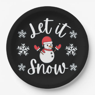 Assiettes En Carton Laisser neiger Noël hiver