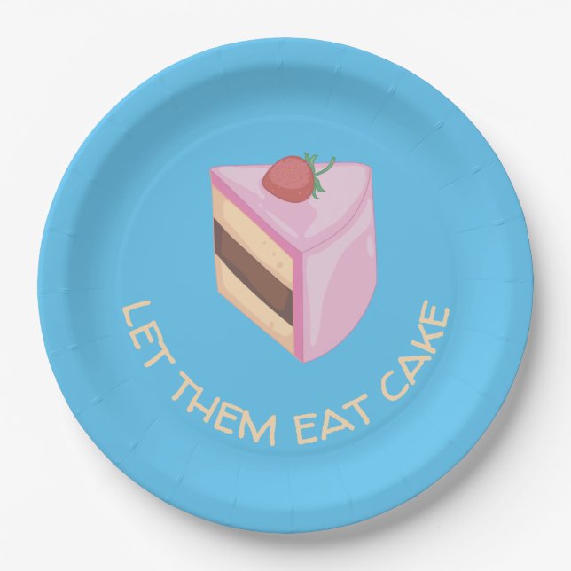 Assiettes En Carton Laissez-Les Manger De La Tranche De Gâteau Rond    (Devant)