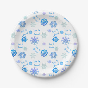 Assiettes En Carton Laissez lui neiger arrière - plan bleu de choix de