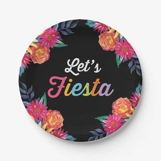 Assiettes En Carton Laissez-nous les plaques à papier de fiesta. (Devant)