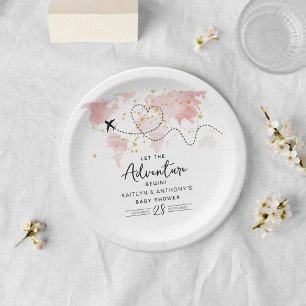 Assiettes En Carton "Laissons Commencer L'Aventure !" Baby shower Cart