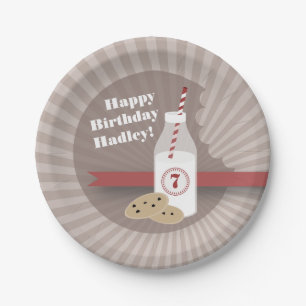 Assiettes En Carton Lait + Anniversaire de biscuits - rouge de puce de