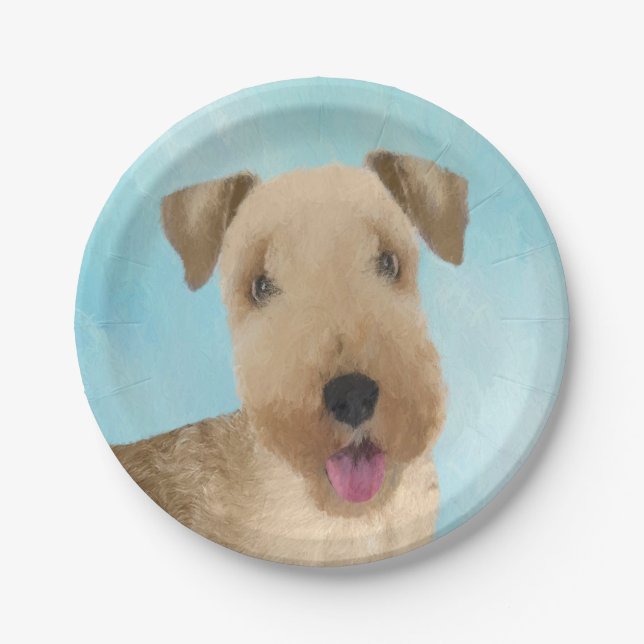 Assiettes En Carton Lakeland Terrier Peinture - Cute Original Chien Ar (Devant)