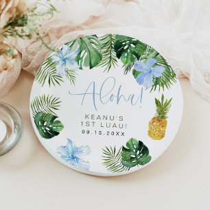 Assiettes En Carton LALANI Tropical Blue Hibiscus Luau 1er anniversair